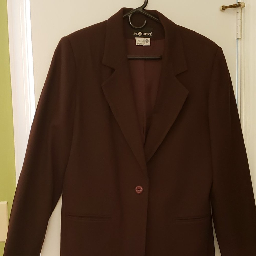 Sag Harbor Blazer;100% Wool; Dark Brown